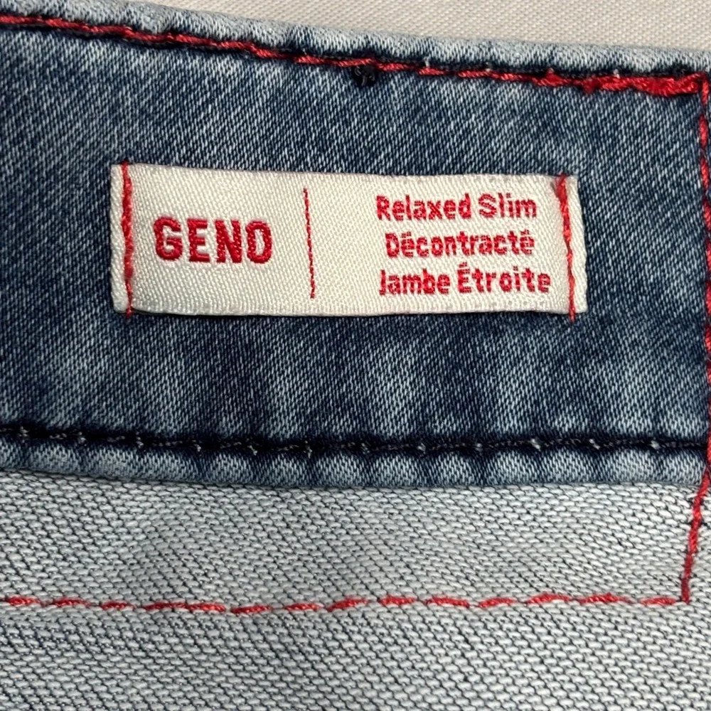 True Religion Jeans Men 30 Blue Geno Relaxed Slim Fit Horseshoe Stitch Denim